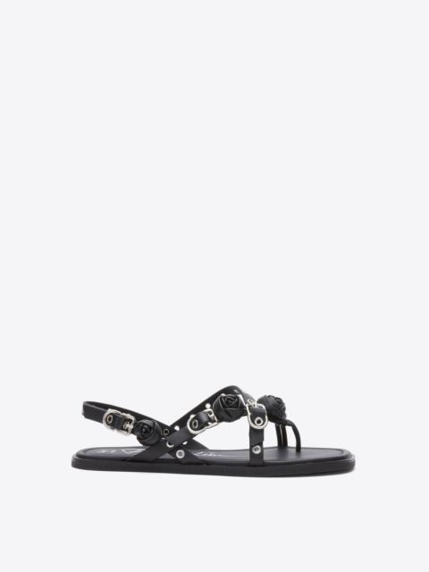 Strappy Eyelet Sandal with Rosettes