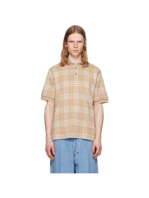 Beige Check Cotton Polo
