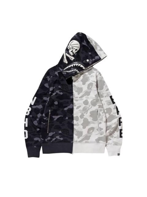 BAPE x Neighborhood Split Camo Shark Full Zip Hoodie 'Black'