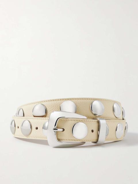 Benny studded leather belt Ivory
