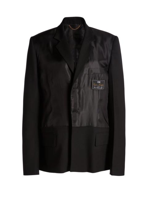 Satin-Paneled Suiting Blazer black