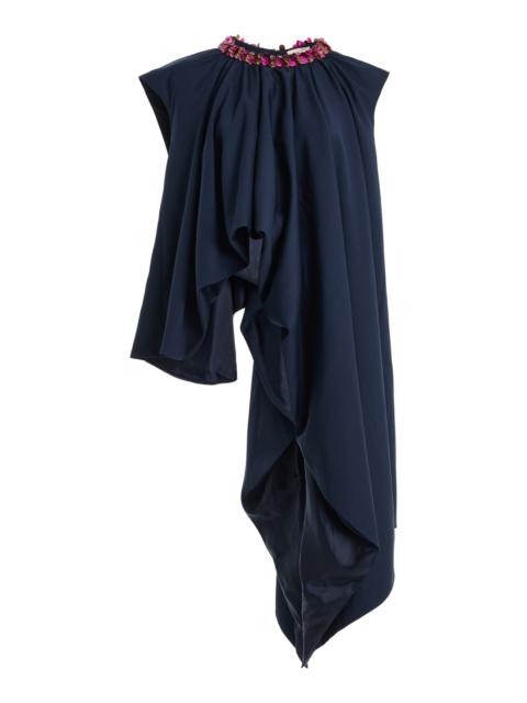 Parade Asymmetric Embellished Wool Top navy