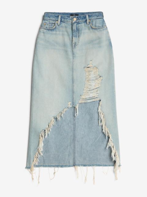 MANKIND Denim Midi Skirt in Peaches