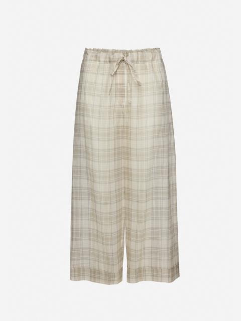 Checked drawstring culotte trousers in cream