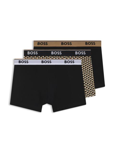 THREE-PACK OF STRETCH-COTTON TRUNKS WITH LOGO WAISTBAND