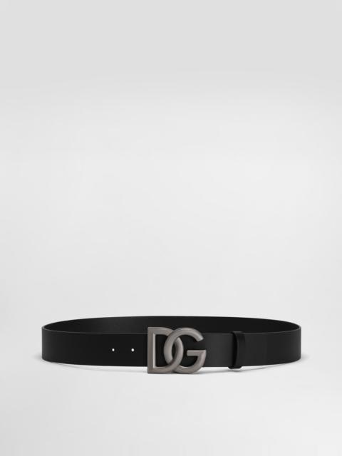 Lux leather belt with crossover DG logo buckle