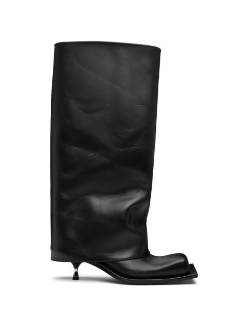 Black Tall Iman Kitten Heel Boots