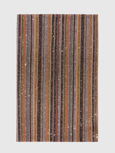 Ribbed lamé viscose stole with sequins