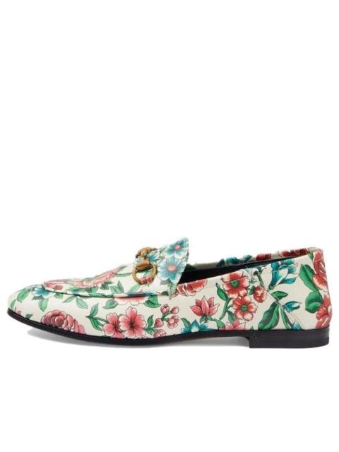 (WMNS) Gucci Horsebit Printed Leather Loafers 'White Pink' 746392-AAB0D-8464