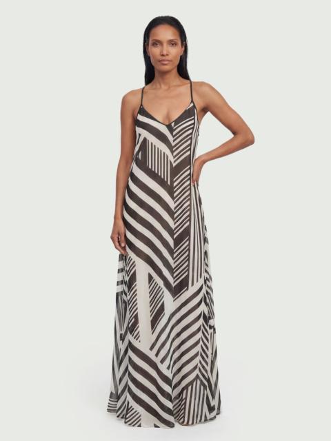 Viscose Georgette Mono Stripe Beach Dress
