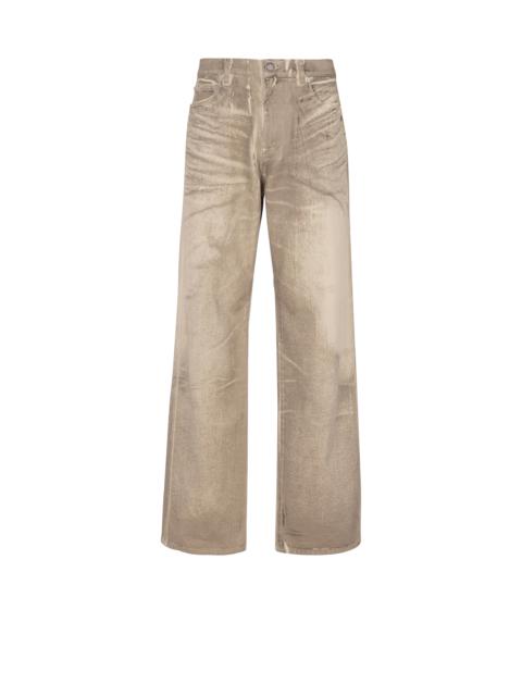 Loose-fit beige denim jeans