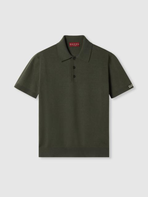 Silk cotton knit polo shirt