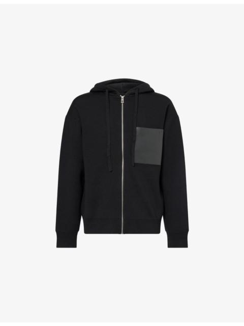 Leather Patch-Pocket Wool Hoody