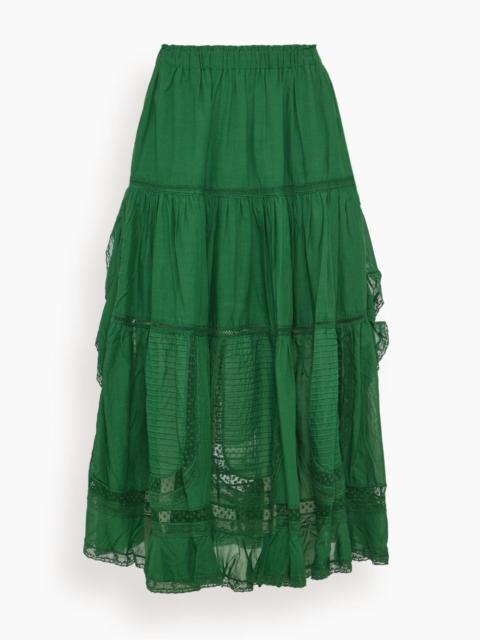 Franca Lace Midi Skirt in Green