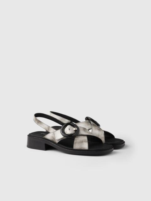 Brushed leather sandals with buckle