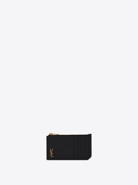 tiny cassandre fragments zipped card case in grained leather