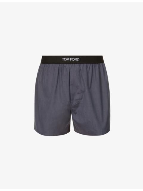 Branded-waistband straight cotton boxers