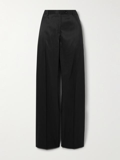 Pinstriped Taffeta Straight-leg Pants