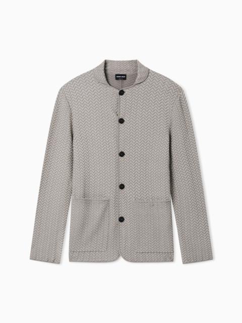 ASV VISCOSE-BLEND CHEVRON OTTOMAN SINGLE-BREASTED JACKET