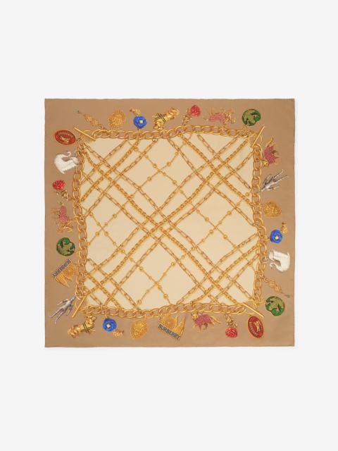 Check Charm Silk Scarf