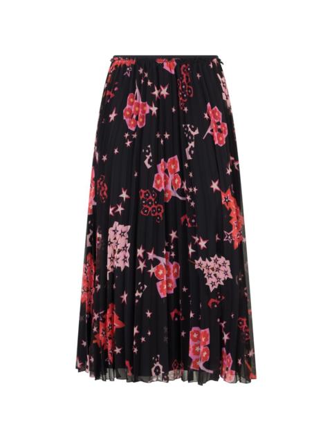 floral star pleated skirt