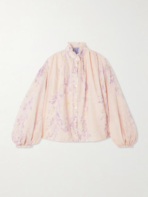 Slava Ruffled Printed Cotton-voile Blouse