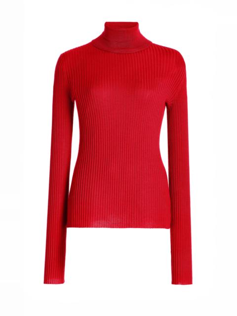 Peppe Knit Turtleneck in Scarlet Red Cashmere Silk