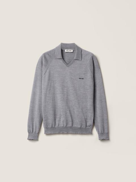 Wool polo sweater