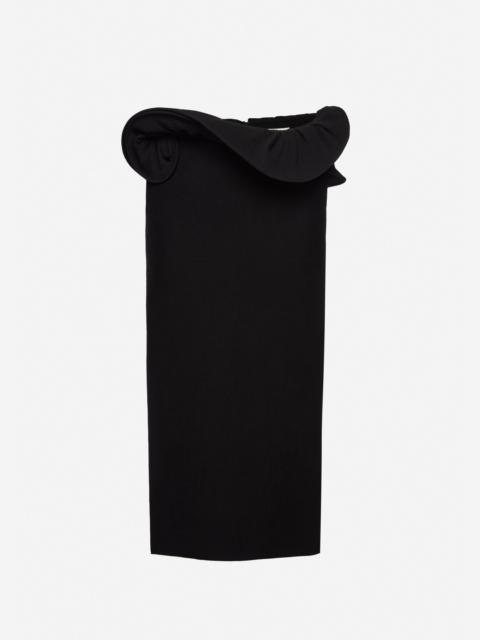 Midi skirt with hand-twisted flower detail in black