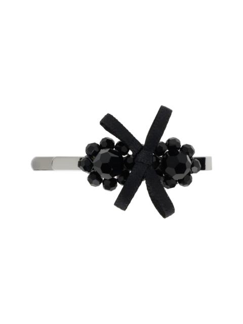 Black Petite Bow Mini Flower Hair Clip