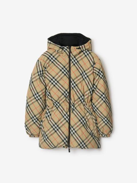 Reversible Check Nylon Puffer Jacket