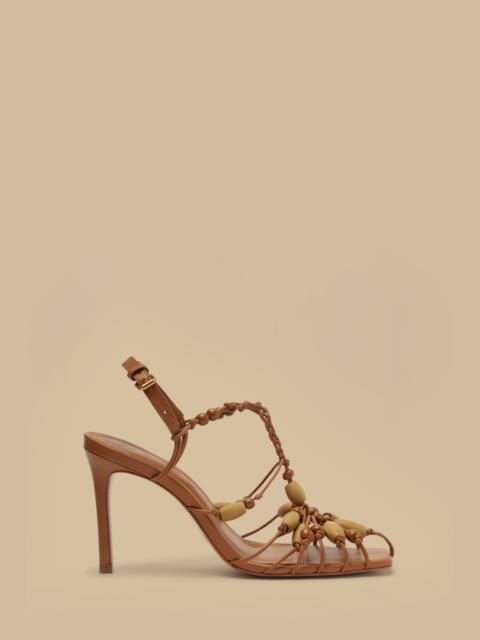 Tan High Heel Beads Sandal