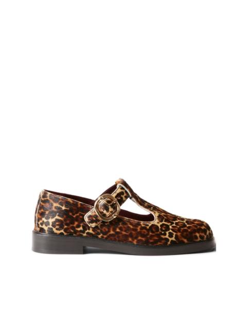 leopard-print buckle shoes