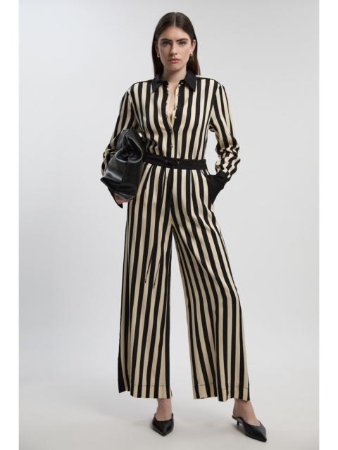 Mono Fluid Stripe Cotton Mix Woven Trouser