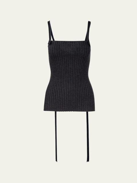 Convertible Ribbed Knit Tank Top