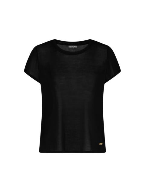 MICRO-RIB SILK JERSEY CREWNECK T-SHIRT