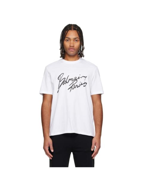White 'Balmain Paris' Writing T-shirt