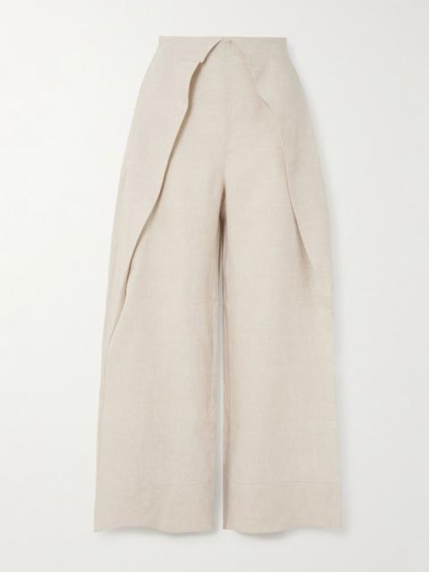 De Estaciones layered linen wide-leg pants Beige