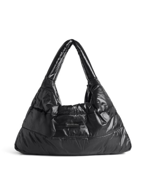 Men's Puffer Hobo Bag Medium in Black