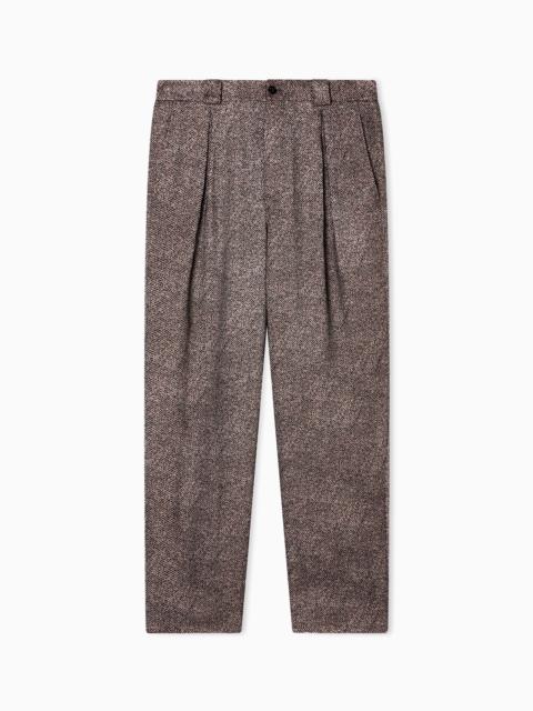 TEXTURED VISCOSE PLEATED TROUSERS