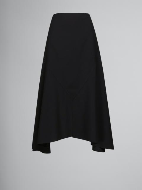 BLACK WOOL SKIRT WITH ASYMMETRIC HEM