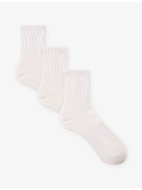 Ankle Pack of Three Cotton-Blend Socks