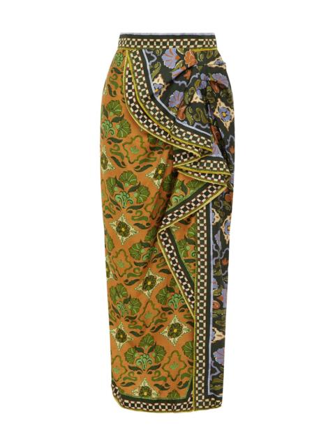 Cece Spliced Silk Skirt