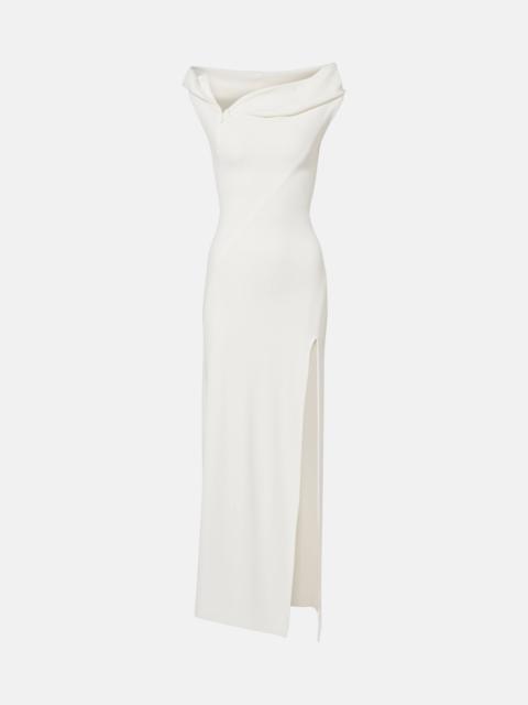 Hooded asymmetric jersey gown