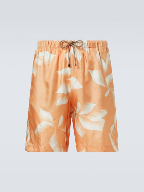 Printed silk shorts