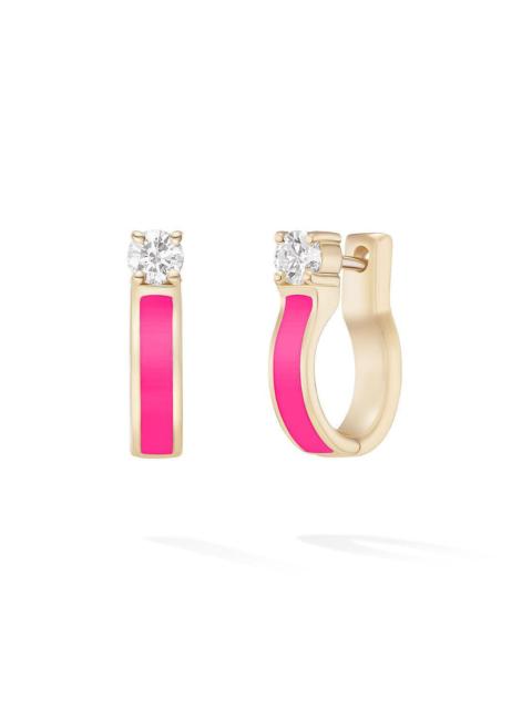 Small Neon Pink Honey Diamond Hoop Earrings