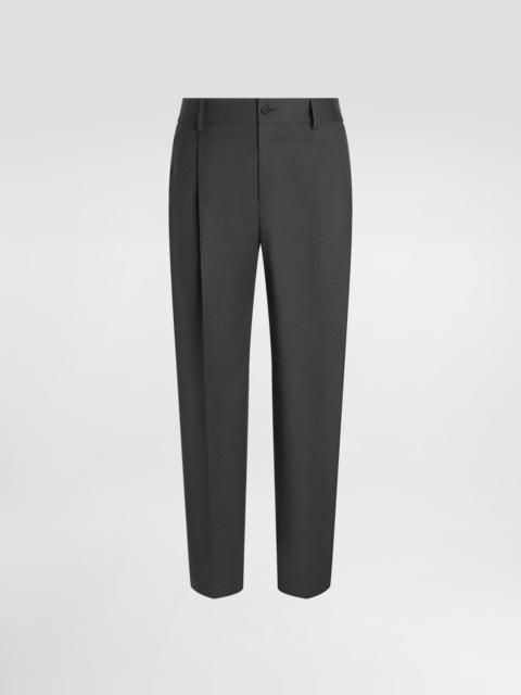 Wool pants with double darts