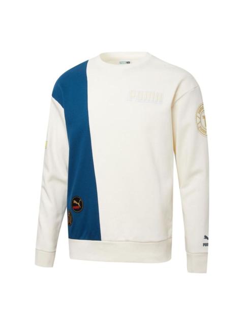PUMA Mix Badge Long Crew Sweater 'White' 537008-65