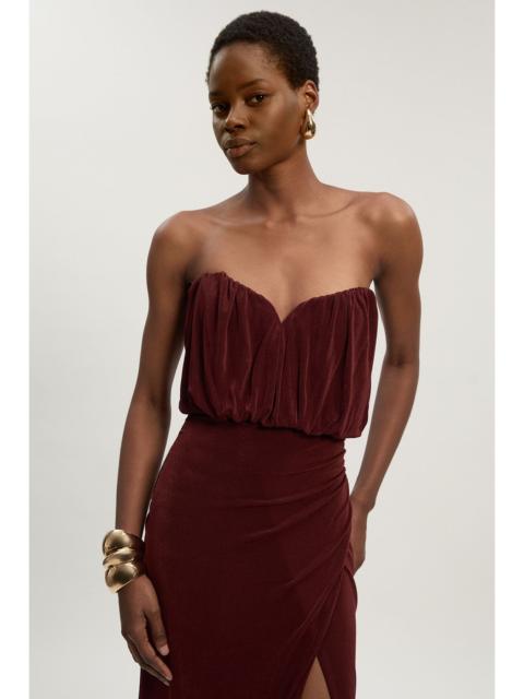 Drapey Crepe Bandeau Split Maxi Dress