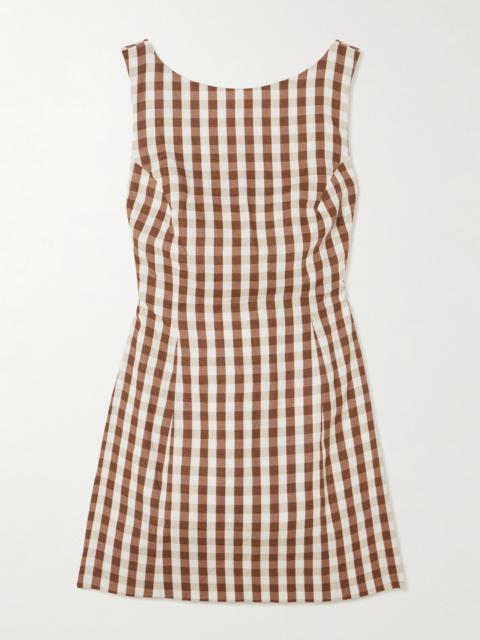 Sofia Tie-detailed Gingham Linen Mini Dress